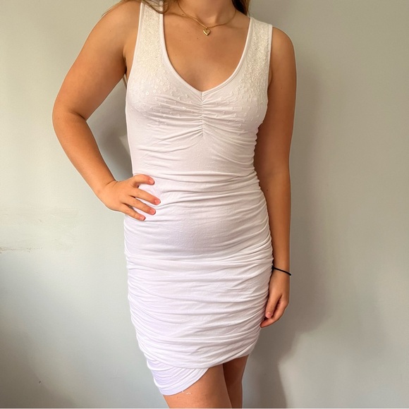 white y2k guess ruched mini dress - Picture 3 of 9